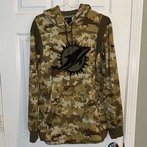 MIAMI DOLPHINS TEAM ISSUED GREEN CAMO SALUTE TO SERVICE NIKE DRI FIT HOODIE